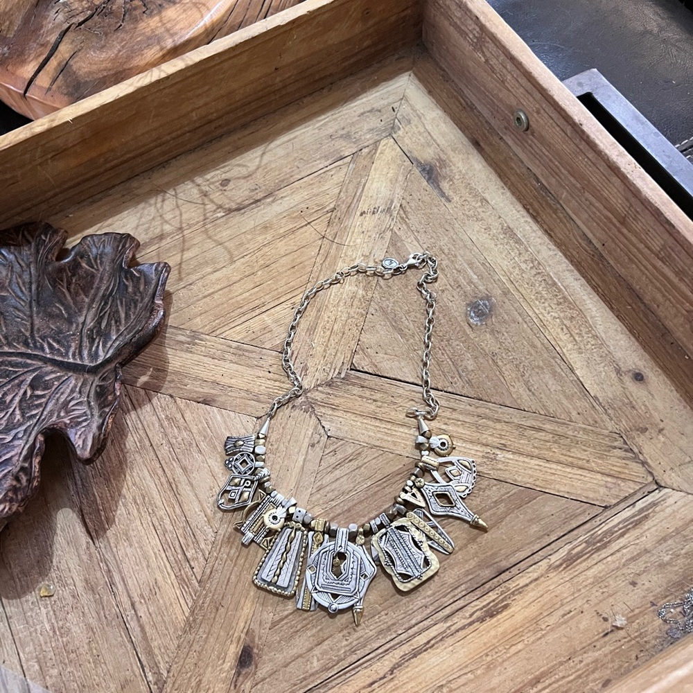 SILPADA Indigenous Impressions Tribal Sterling Silver brass HEAVY Necklace N3239 - Picture 8 of 9